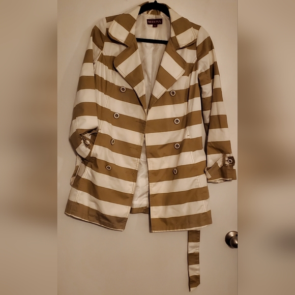 Merona Stripped Trench Coat womens size small - Picture 2 of 5